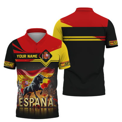 The Mighty Bull With Spanish Flag Custom Name Espana Shirt Gift For Spain Lovers