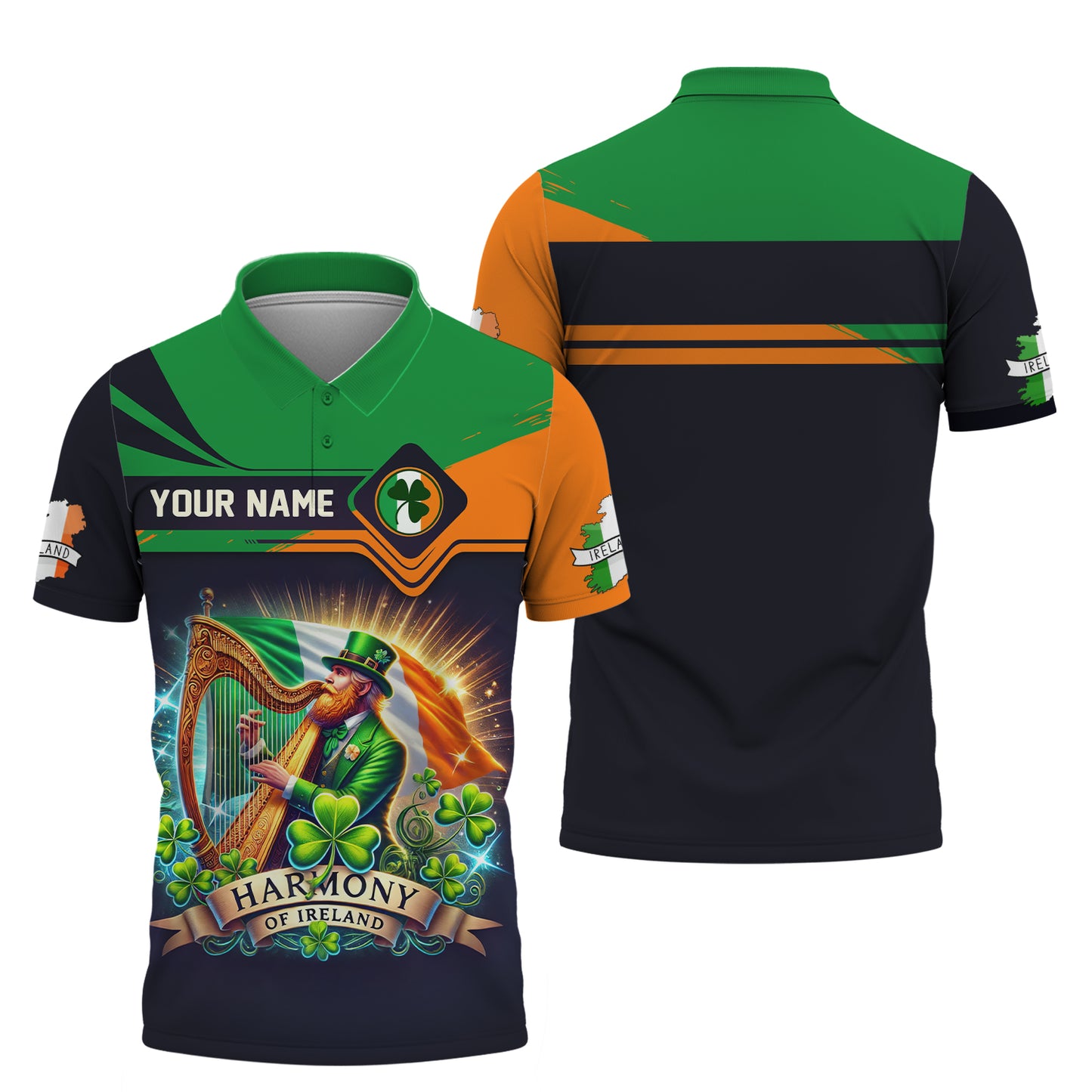 3D Full Print Harmony Of Ireland Shirts Personalized Name Gift For Ireland Lovers