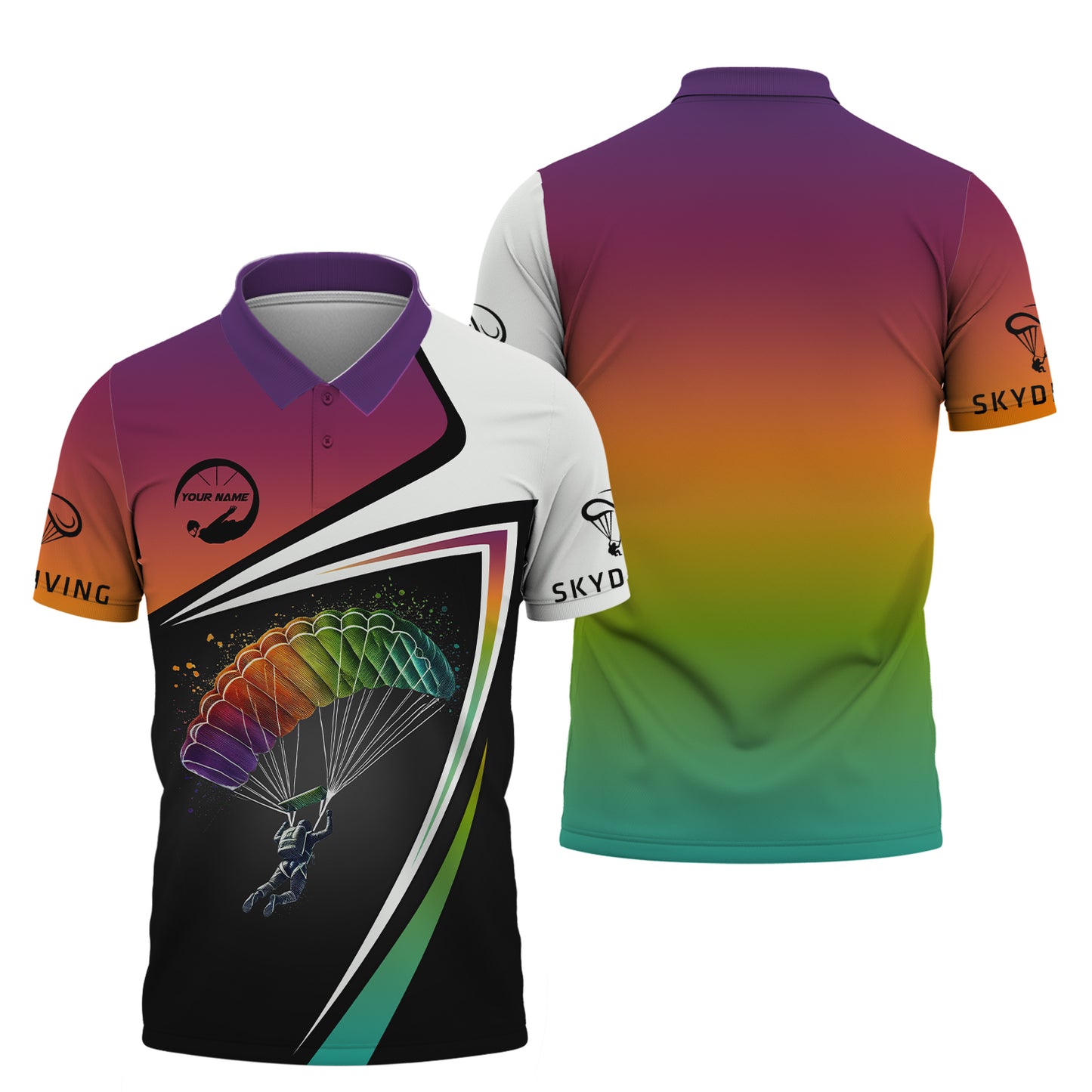 3D Full Print Skydiving Adventure Zipper Hoodie Personalized Name Gift For Skydiving Lovers