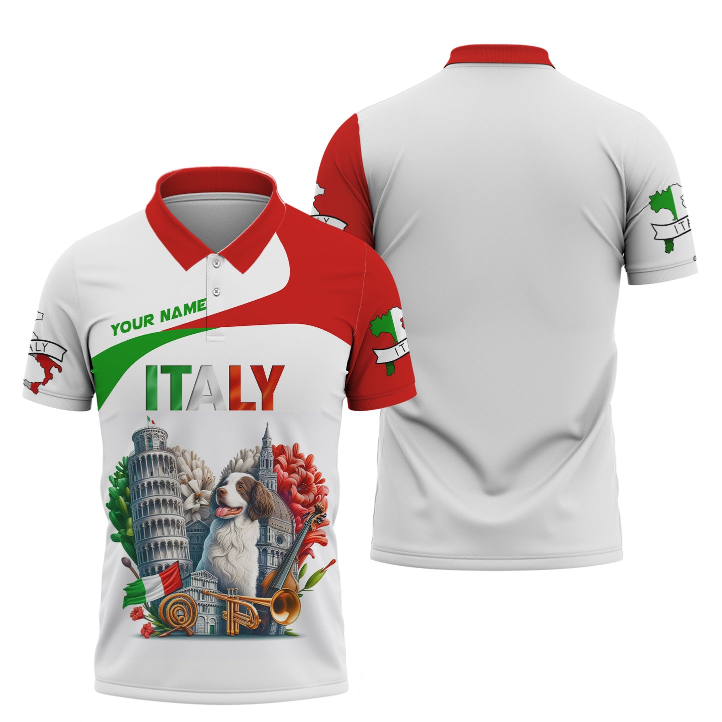 T-shirt Italie Heart Life avec nom personnalisé, t-shirt Italie unisexe