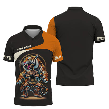 T-shirt personnalisé avec nom imprimé en 3D Tiger Muay Thai, cadeau personnalisé pour les amateurs de Muay Thai