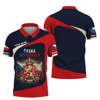 Sudadera con capucha y cremallera 3D con nombre personalizado de la República Checa y escudo de armas