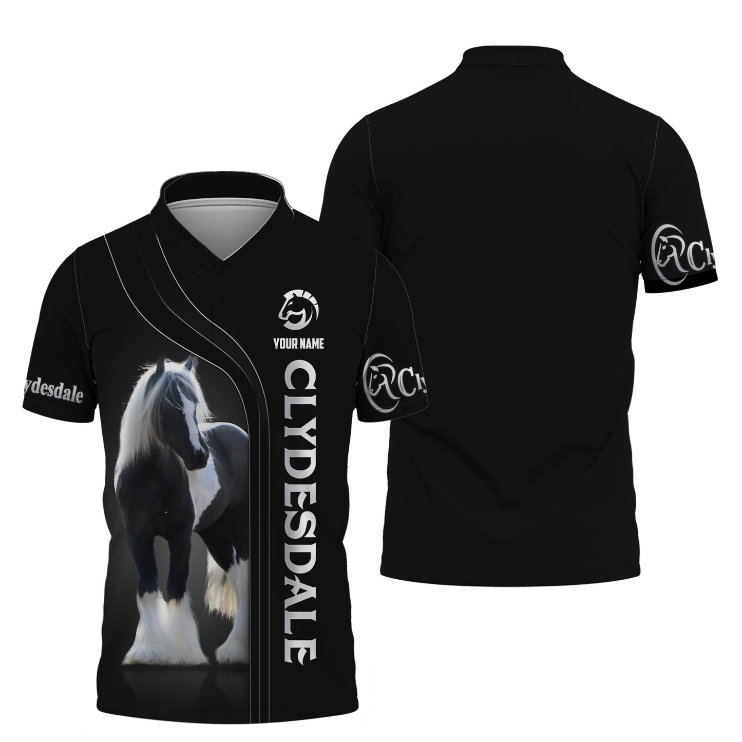 Camisetas Clydesdale con impresión 3D completa, regalo con nombre personalizado para amantes de los caballos