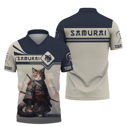 Cat Samurai Custom T- Shirts Cat Samurai With Cherry Blossom 3D Shirt Gift For Samurai Lover