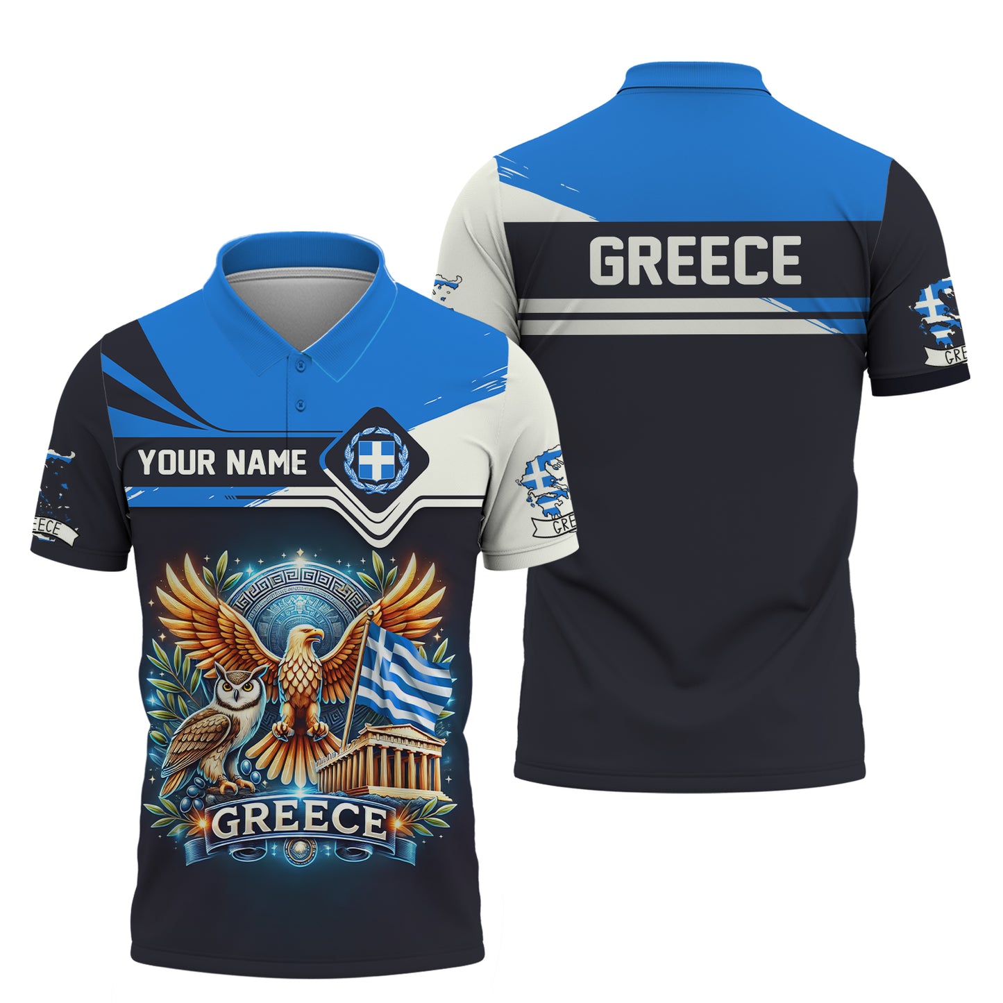 Camiseta personalizada con el nombre de Heracles y la bandera de Grecia con impresión 3D completa para amantes de Grecia