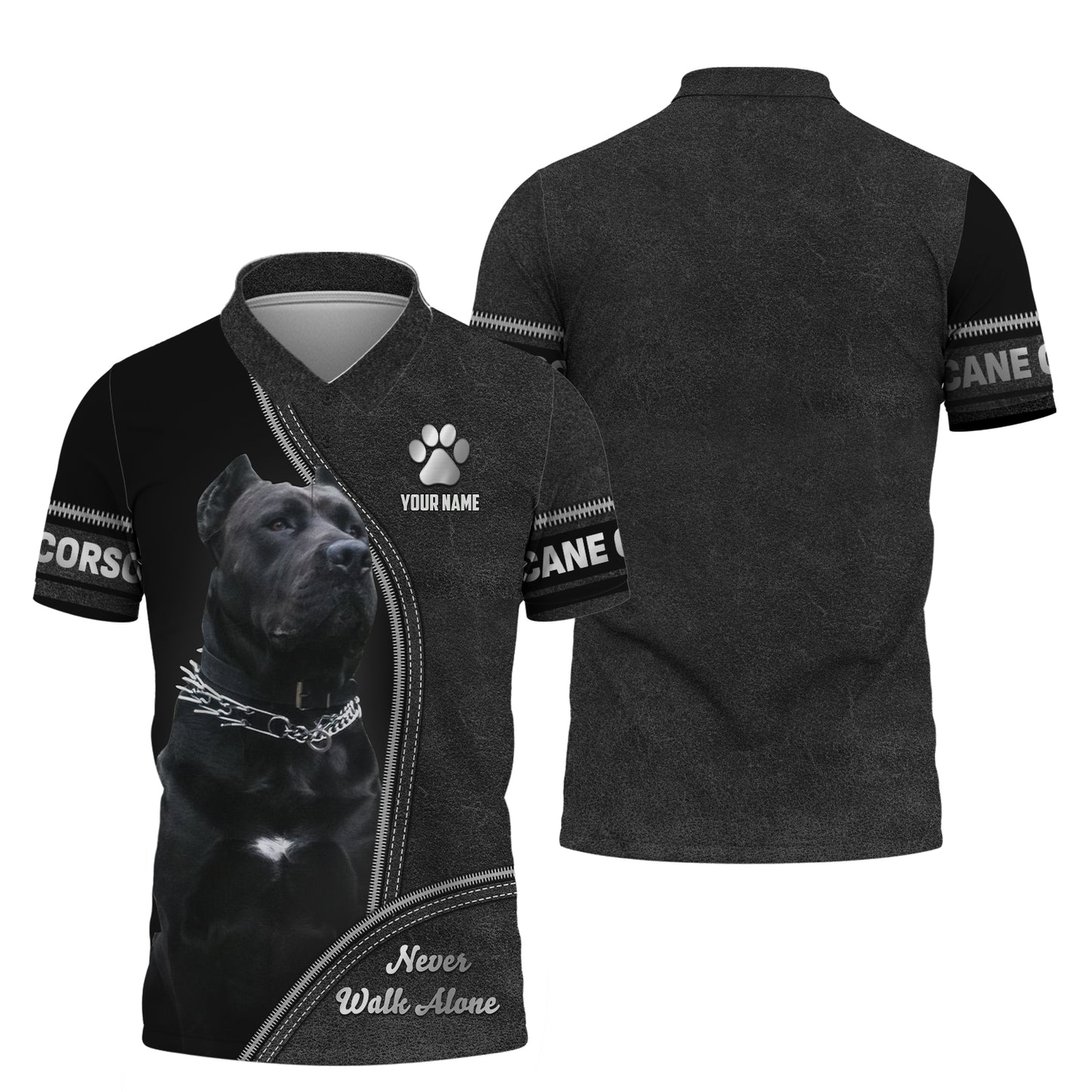 Sudadera con capucha y cremallera con nombre personalizado de Cane Corso, regalo Never Walk Alone para amantes de los perros, camisetas 3D