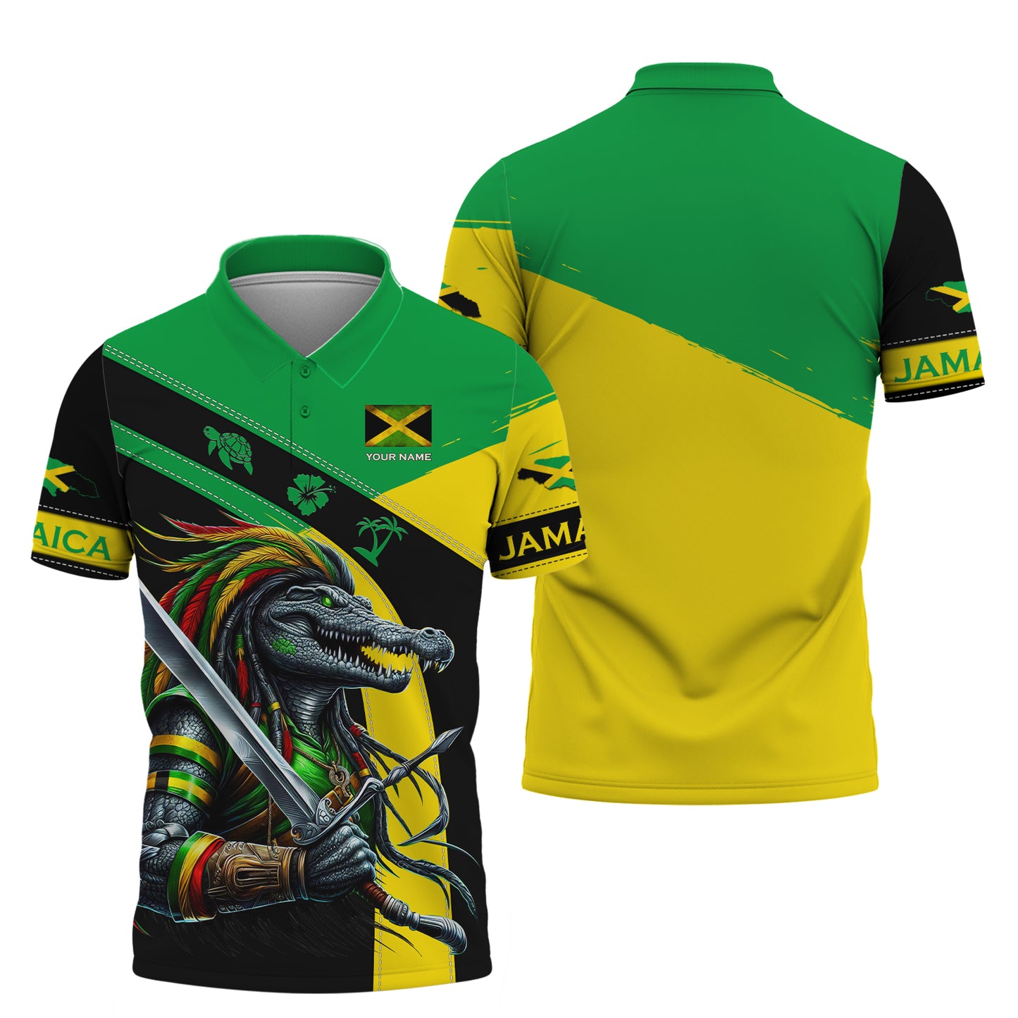 Camisetas con estampado 3D completo de guerrero cocodrilo de Jamaica, regalo con nombre personalizado para los amantes de Jamaica