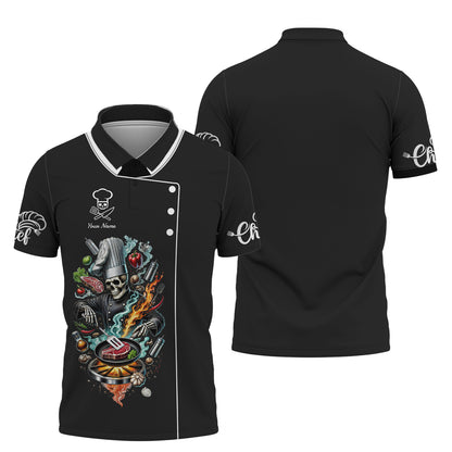 Personalized Chef Skeleton Shirt - Cook in Style with a Fiery Flair