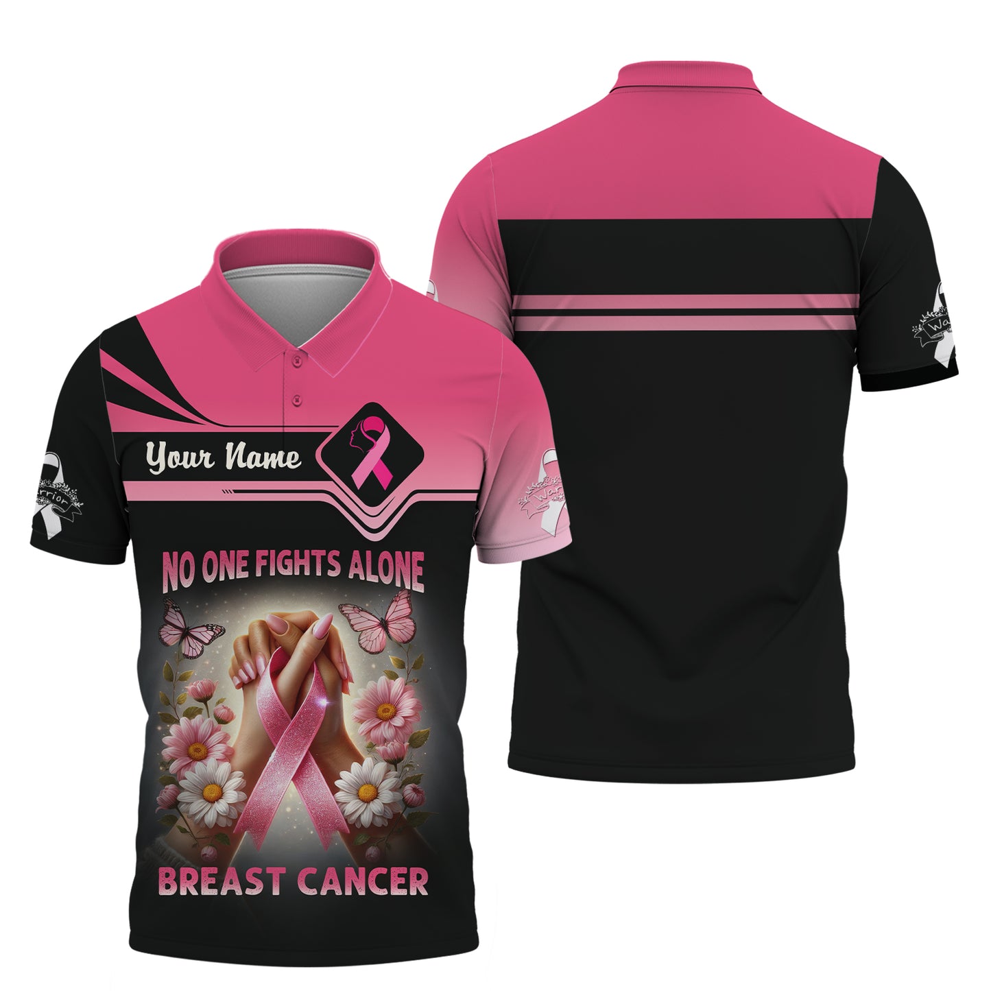 Personalized Name Breast Cancer 3D T-Shirt - No One Fights Alone