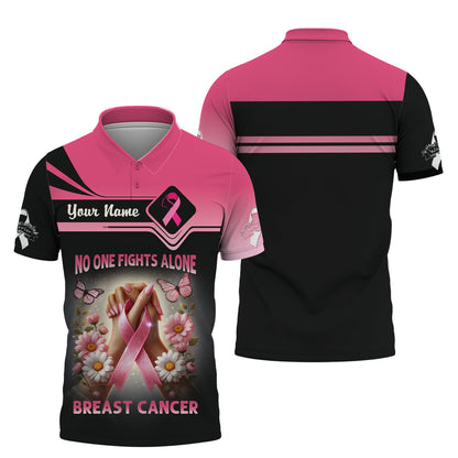 Personalized Name Breast Cancer 3D T-Shirt - No One Fights Alone