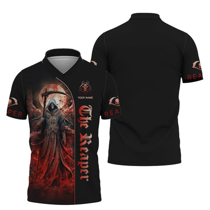 Camisetas con estampado 3D completo de El Segador con Luna Roja, regalo personalizado con nombre para amantes de las calaveras