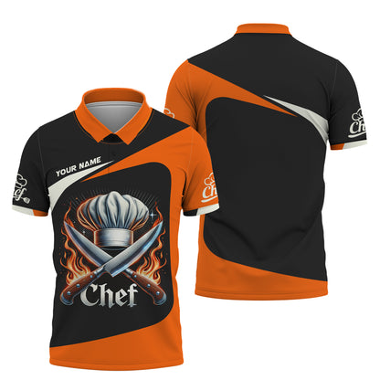 T-shirt 3D Full Print Blazing Chef Knifes Cadeau personnalisé pour les amateurs de chefs