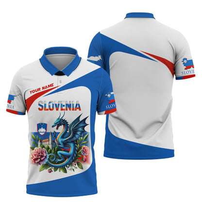 3D Full Print Dragon With Carnations Of Slovenia Shirt Personalized Name Gift For Slovenian Lovers