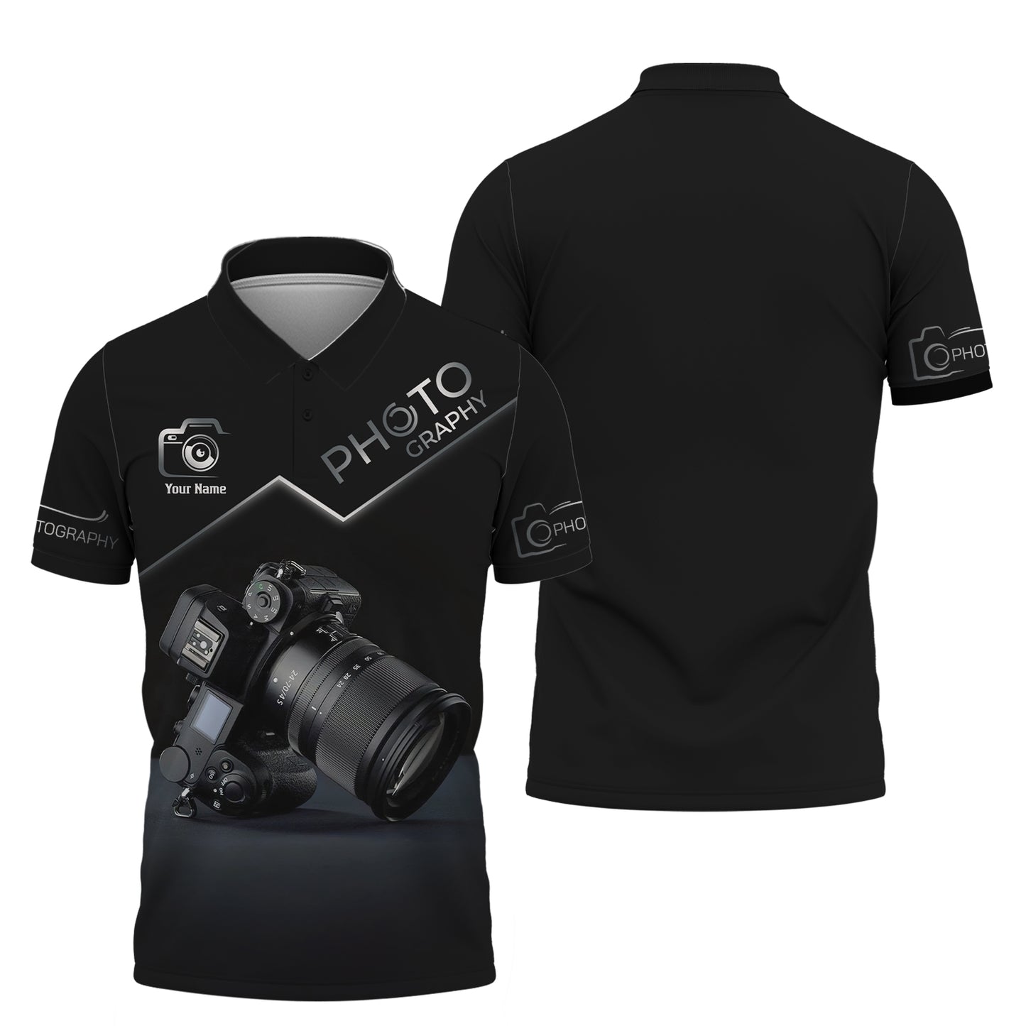 Camiseta con fotografía con impresión 3D completa, regalo personalizado con nombre para amantes de la fotografía