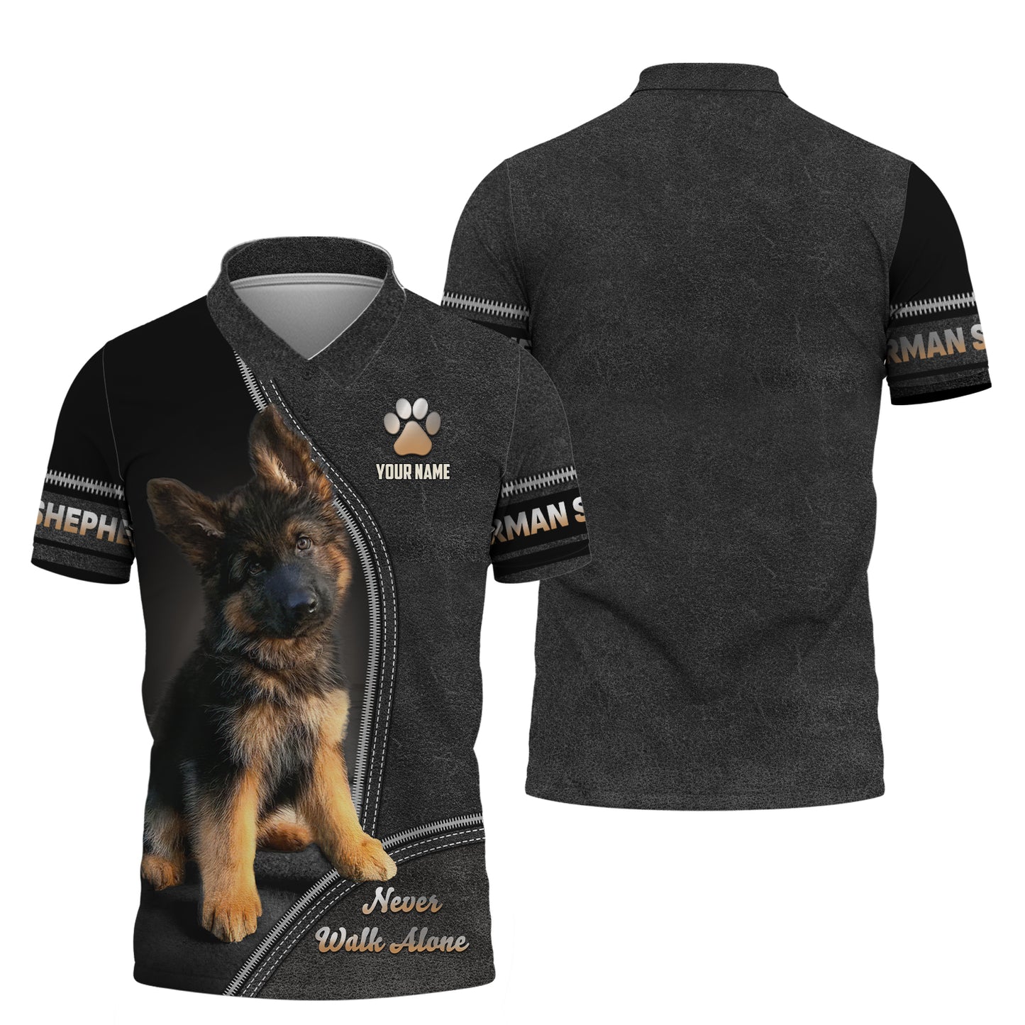 T-shirt personnalisé avec nom de berger allemand, cadeau pour les amoureux des chiens, ne marchez jamais seul, chemises 3D