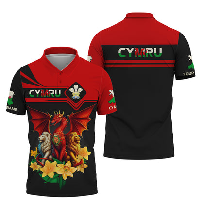 Dragon With Lions Of Wales Custom T-Shirts Wales 3D Full Print Shirt Gift For Welsh Lovers