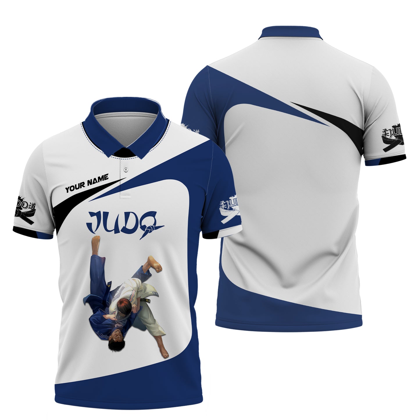 Sudadera con capucha y cremallera 3D con nombre personalizado de judo Regalo con nombre personalizado para amantes del judo