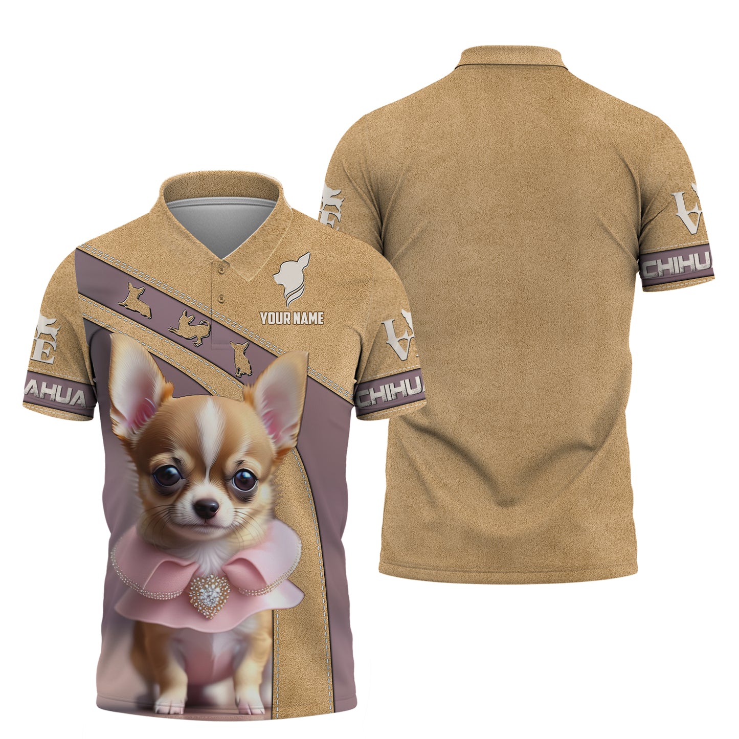 Joli t-shirt personnalisé avec nom de Chihuahua, cadeau pour les amoureux des chiens, t-shirts 3D