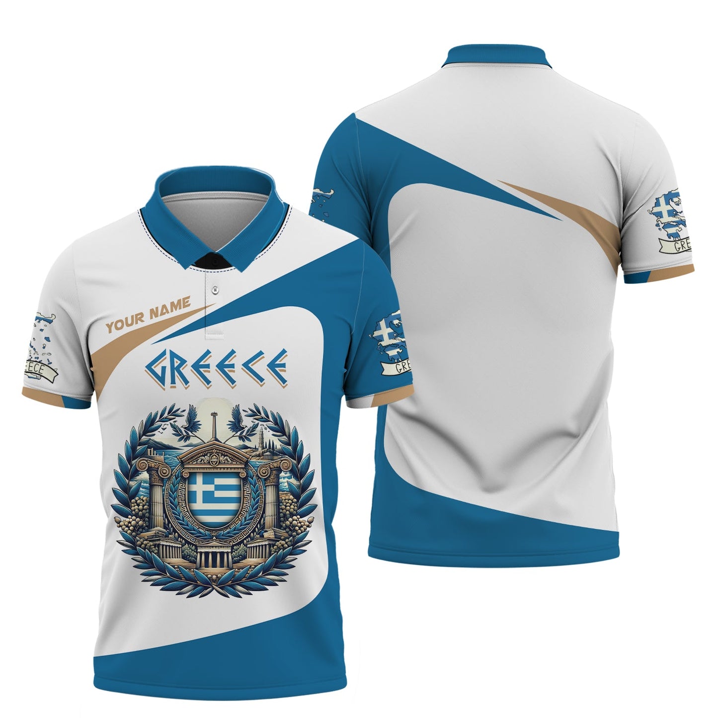 Coat Of Arms Greek Custom T- Shirts Gif For Greece Lover 3D Hawaiian