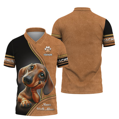 Customizable Dachshund Never Walk Alone 3D Shirt Personalized Name Gift For Dog Lovers