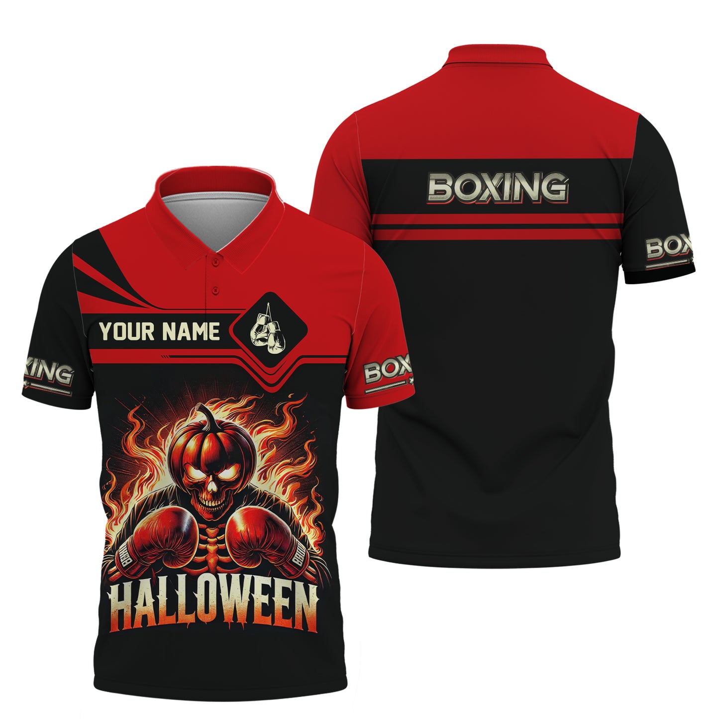 Camisetas personalizadas de Halloween, camiseta de boxeo de calabaza de Halloween en 3D, regalo para los amantes de Halloween