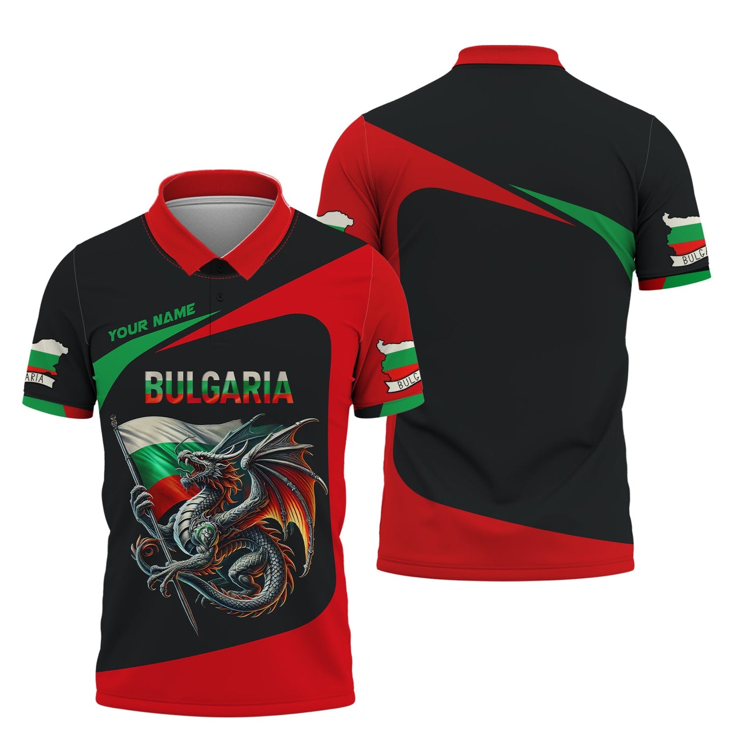 Dragon With Bulgaria Flag Custom T-Shirt Personalized Name 3D Zipper Hoodie Gift For Bulgaria Lovers