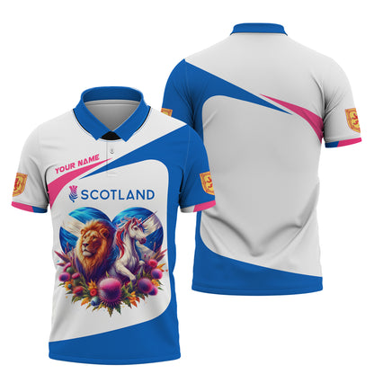 Camiseta personalizada con nombre y estampado 3D de león con unicornio en Escocia como regalo para amantes de Escocia