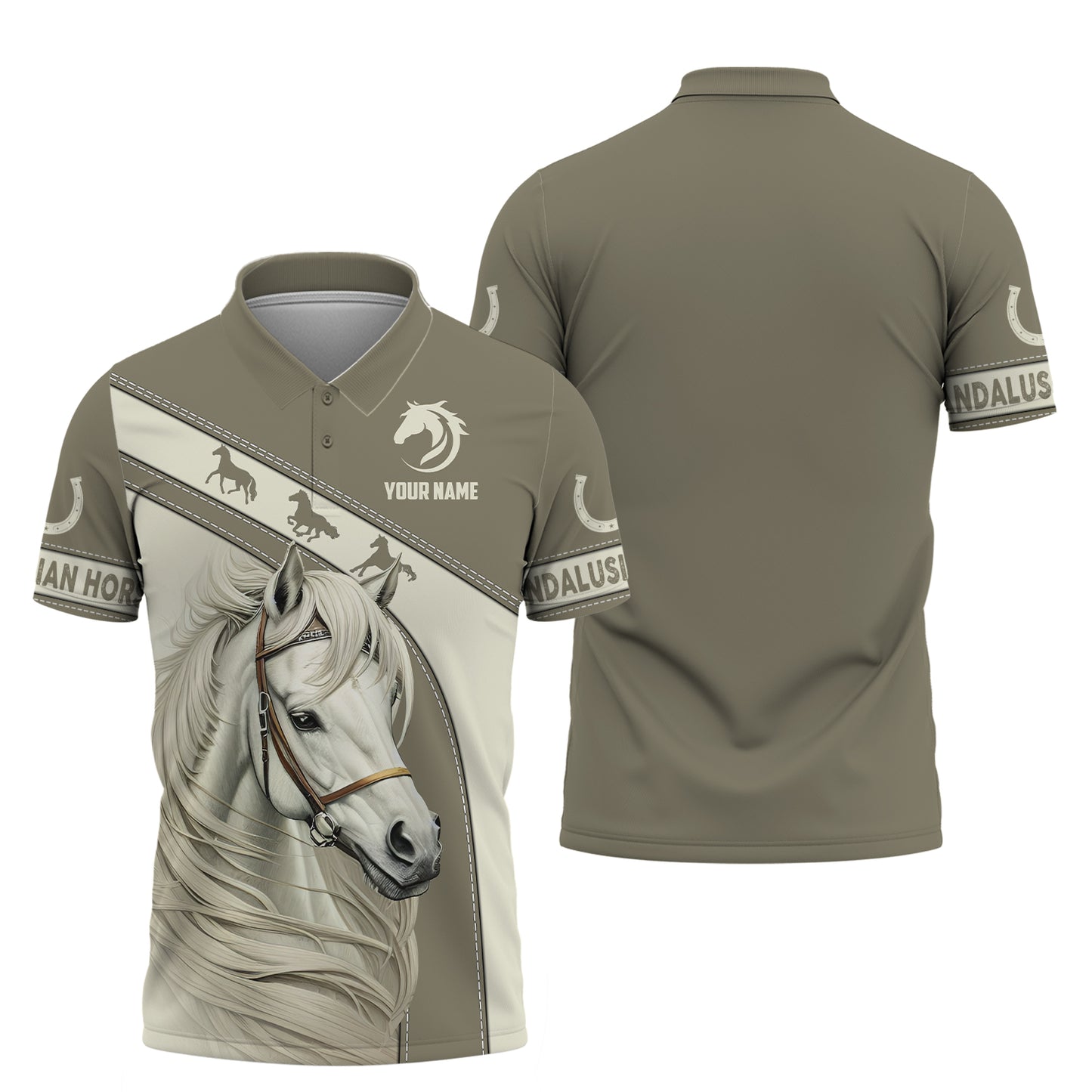 Camisetas con estampado 3D de caballos andaluces, regalo personalizado con nombre para amantes de los caballos