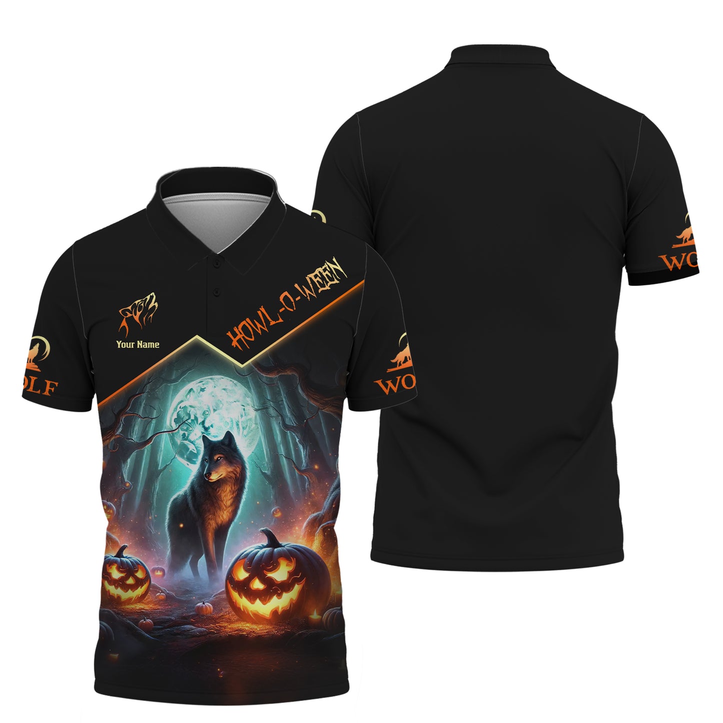 Halloween Custom Name Shirts The Wolf With Pumpkin 3D Shirt Gift For Halloween Lover