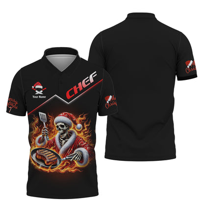 Camisa de chef con esqueleto de impresión 3D y sartén con comida, regalo personalizado con nombre para amantes de los chefs