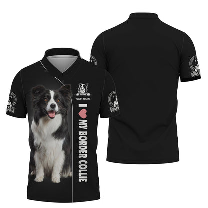 Sweat à capuche zippé avec nom personnalisé Border Collie Gif pour les amoureux des chiens T-shirts 3D