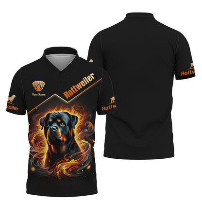 Rottweiler With Fire Custom 3D Shirt Gift For Dog Lovers