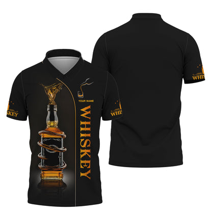 3D Full Print Custom Whiskey Bottle Splash T-shirt Personalized Name Gift For Whiskey Lovers