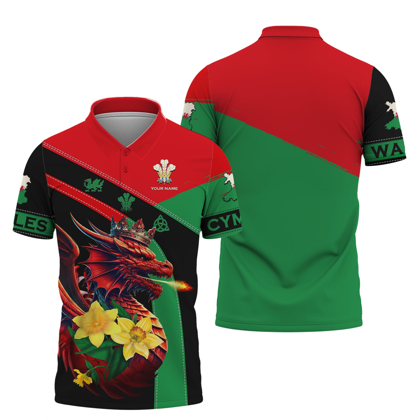 Camiseta con estampado 3D completo Love CYMRU Dragon Wales, regalo para amantes de Gales