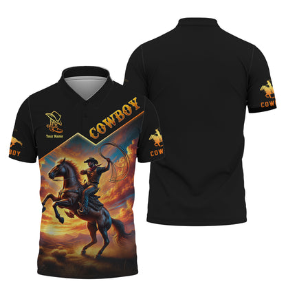 T-shirt personnalisé Cowboy In The Sunset - Embrassez le Far West