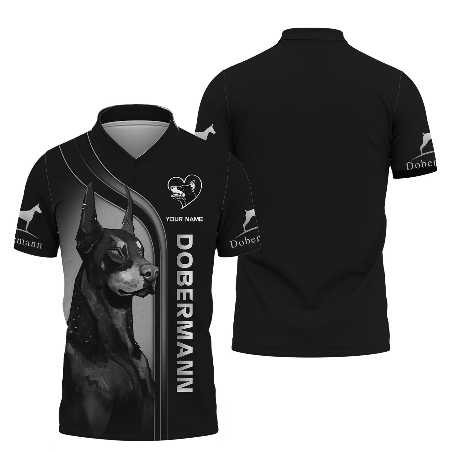 Sudadera con capucha y cremallera 3D con nombre personalizado de Dobermann, regalo para amantes de los Dobermann