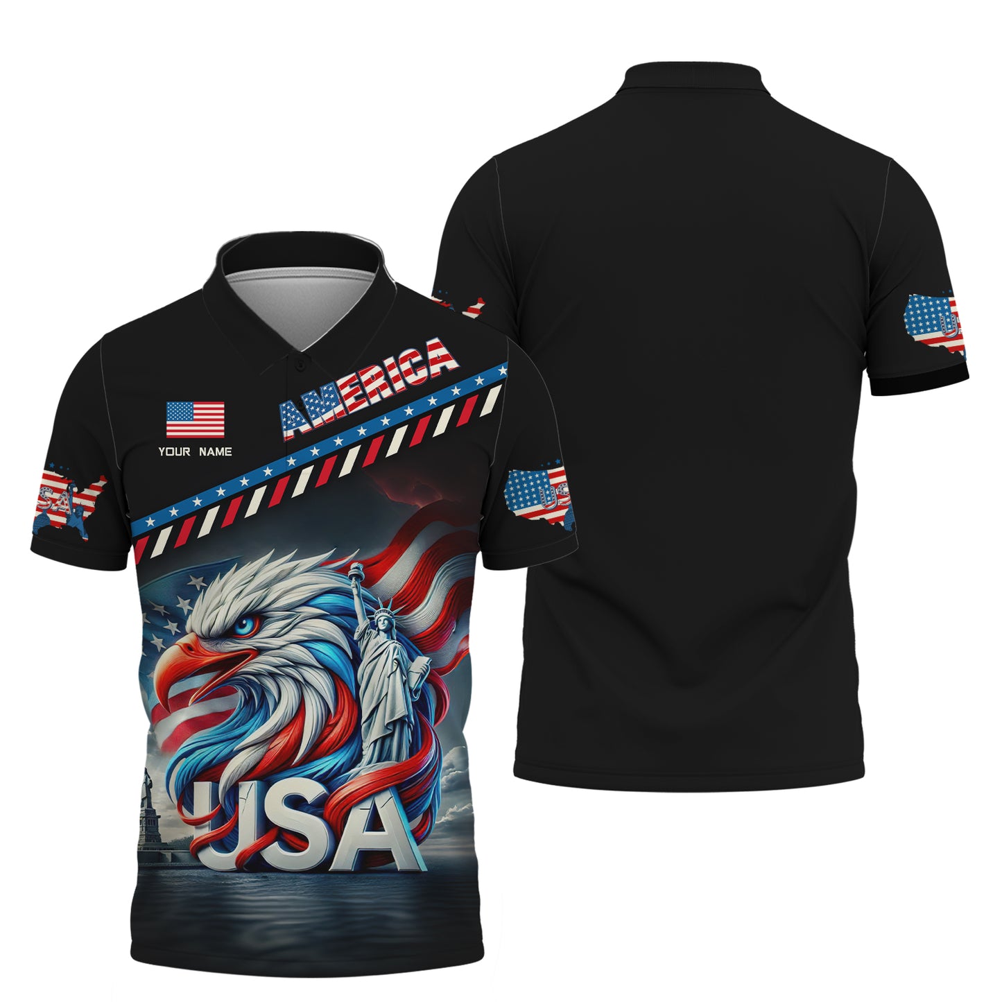 Camiseta unisex americana con nombre personalizado, camiseta con águila americana, camiseta para amantes de Estados Unidos