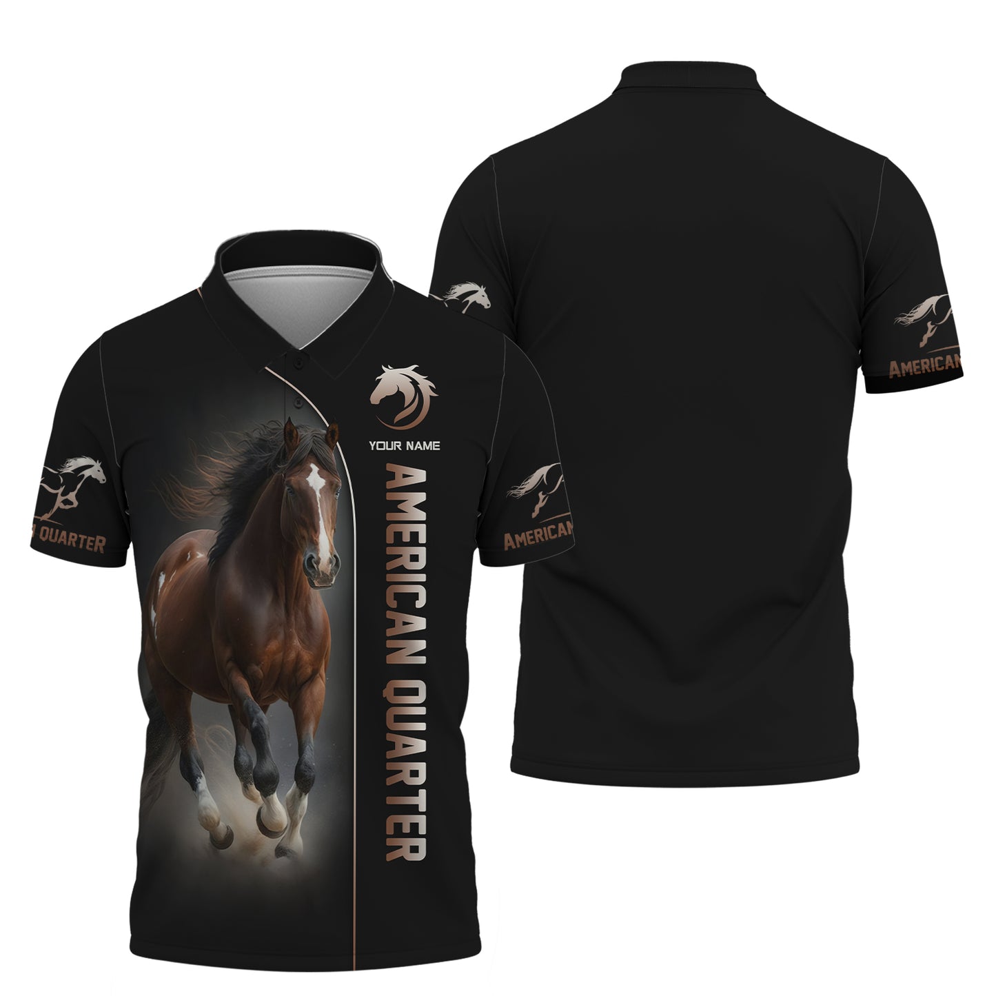 T-shirts American Quarter à impression 3D complète, cadeau personnalisé avec nom pour les amoureux des chevaux