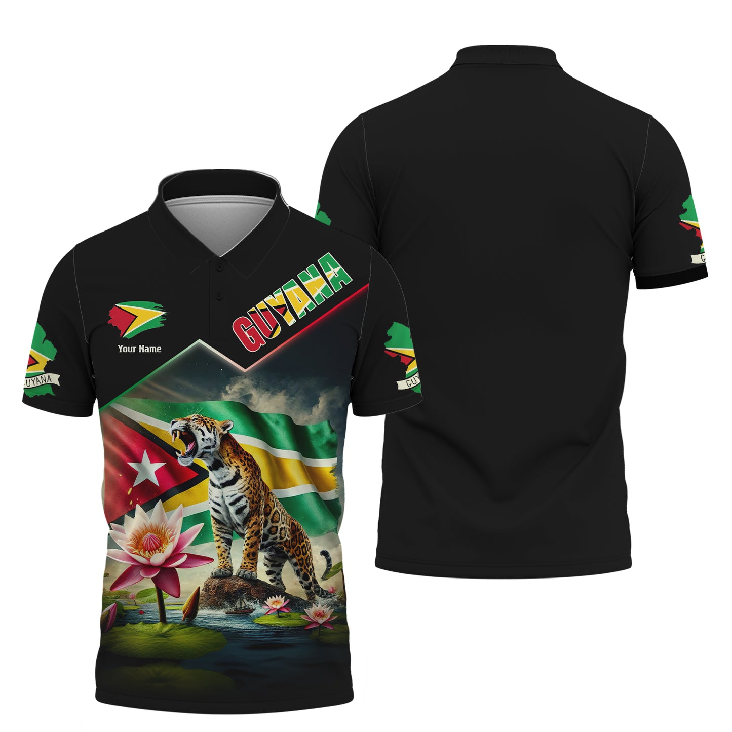 Camiseta de Guyana con impresión completa en 3D y nombre personalizado como regalo para los amantes de Guyana