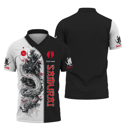 T-shirt personnalisé avec nom de samouraï Dragon blanc avec chemises 3D samouraï