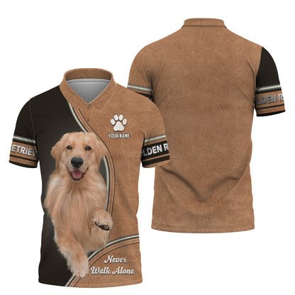 T-shirt Golden Retriever personnalisé - Ne marchez jamais seul