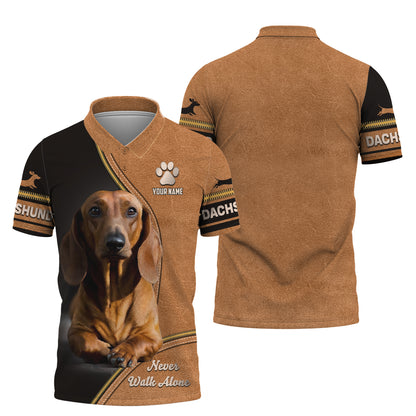 Dachshund Custom Name 3D T-Shirt Never Walk Alone Shirts Gift For Dog Lovers