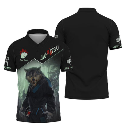 Sweat à capuche zippé imprimé 3D Wolf Jiu Jitsu T-shirt unisexe Jiu Jitsu Cadeau pour les amateurs de Jiu Jitsu