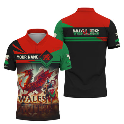 3D Full Print Welsh Warriors And Dragons Shirt Personalized Name Gif For Wales Lovers