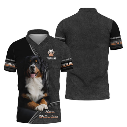 Camiseta con nombre personalizado de montaña bernesa, regalo Never Walk Alone para amantes de los perros, camisetas 3D