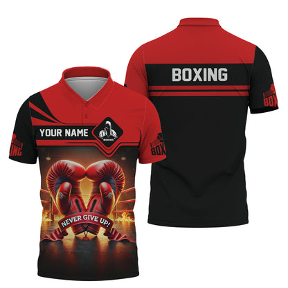 Camiseta personalizada con nombre de boxeo "Nunca te rindas", regalo 3D personalizado para amantes del boxeador