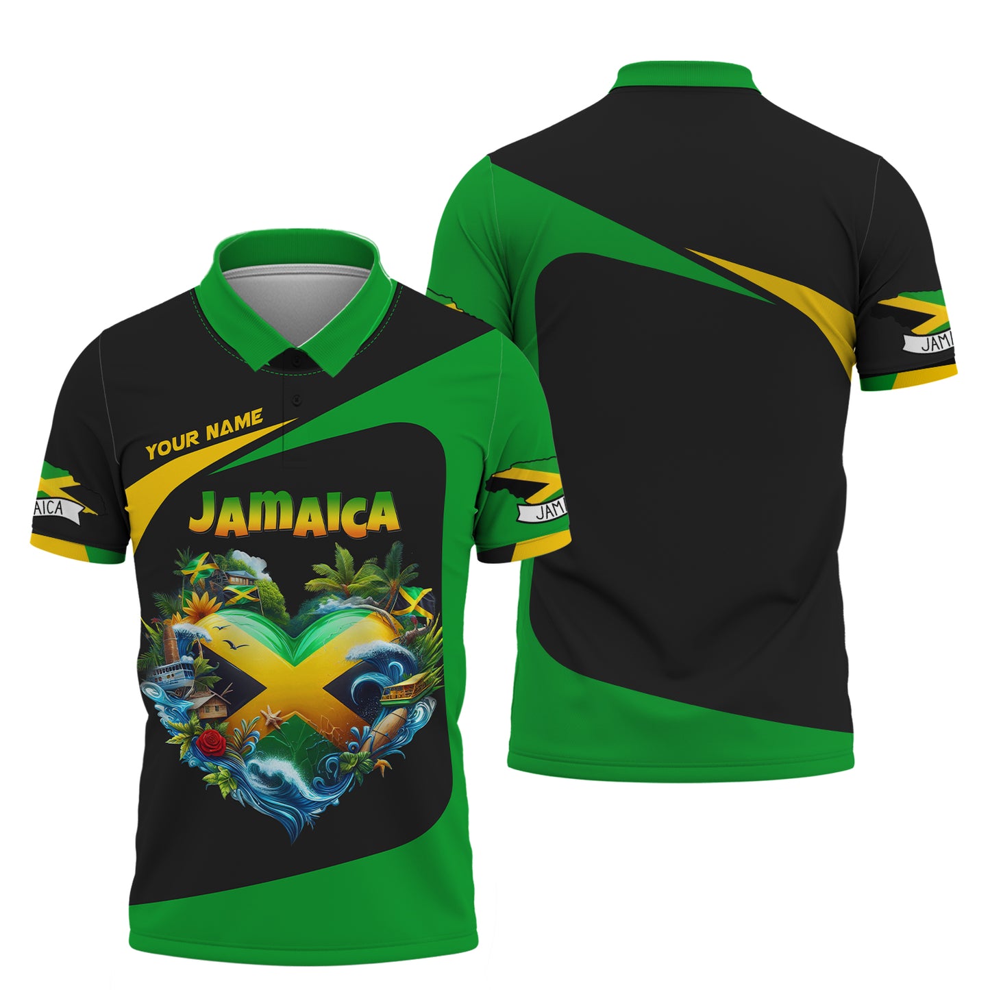 Jamaica Heart Culture Custom Name 3D Shirt Personalized Gift For Jamaican Lovers