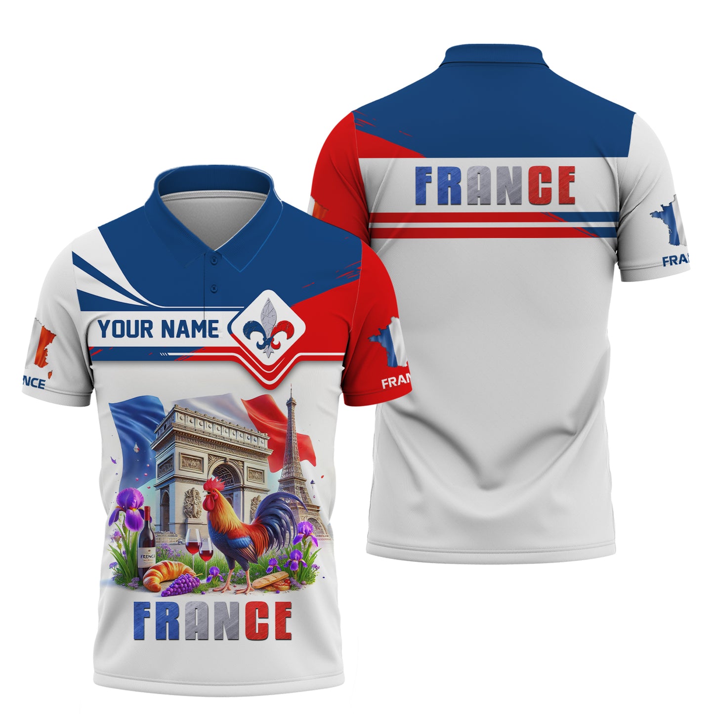 Regalo de camiseta con nombre personalizado y orgullo nacional de Francia para amantes franceses