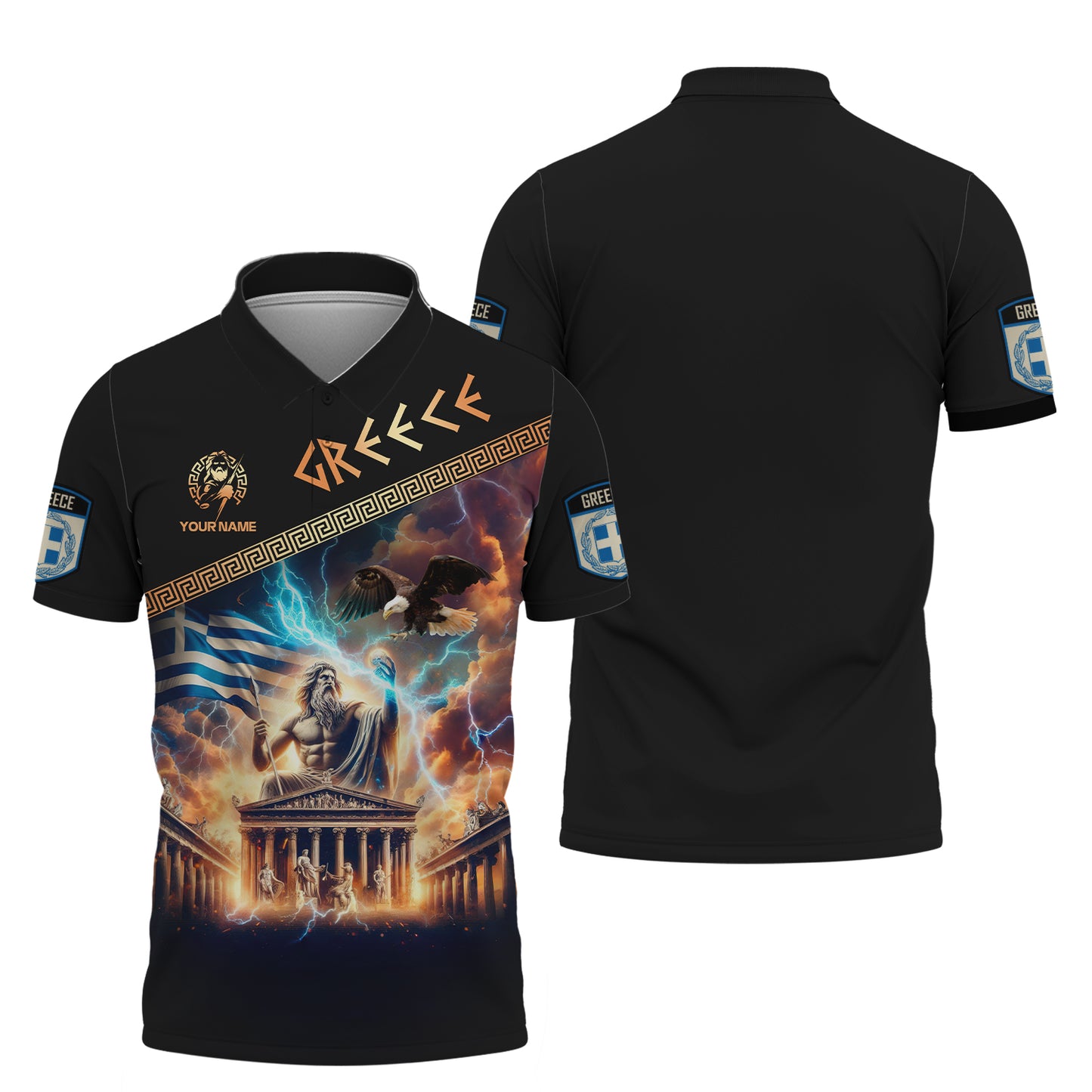 Camisetas con el dios griego Zeus con impresión completa en 3D y nombre personalizado, regalo para amantes de Grecia