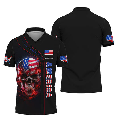 American Skull Custom Zipper Hoodie American Skull 3D Shirt Gift For America Lover